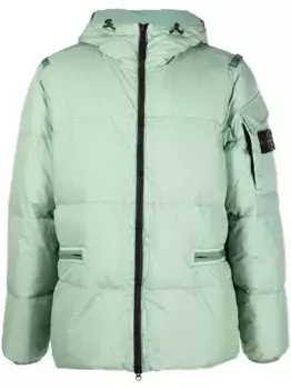 Пуховик с нашивкой Compass Stone Island, зеленый