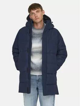 Пуховик стандартного кроя Only & Sons, синий