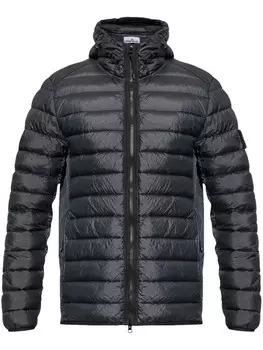 Пуховик Stone Island с капюшоном, синий