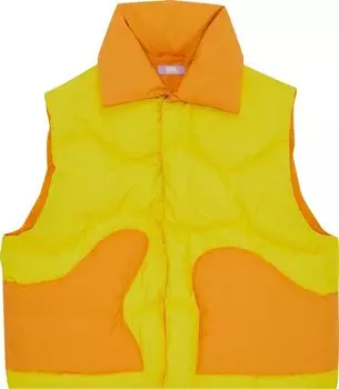 Пуховик Vintage ERL Down Woven Puffer Vest 'Orange/Yellow', оранжевый