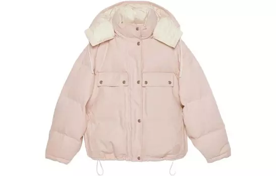 Пуховик женский Gucci с капюшоном, розовый