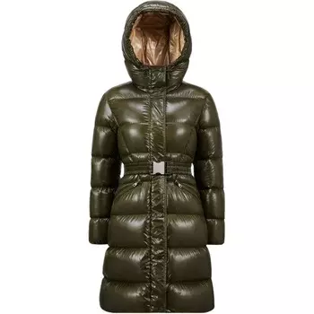 Пуховик женский темно-зеленый Moncler