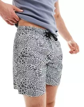 Pull&Bear – черно-белые плавки с рисунком