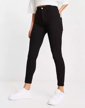 Pull&Bear — Черные суперузкие джинсы с высокой талией