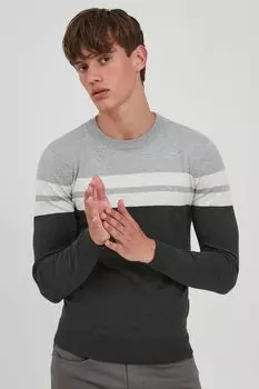 Пуловер BLEND Strick, серый