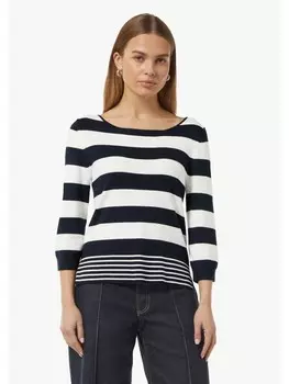 Пуловер comma Strickpullover 3/4 Arm, цвет Schwarz-wei