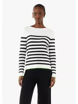 Пуловер comma Strickpullover langarm, цвет Schwarz-wei