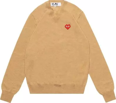 Пуловер Comme des Garons PLAY Heart V Neck Pullover 'Camel', загар