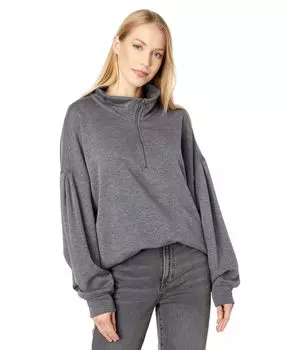 Пуловер Dylan by True Grit, Madison Lux Fleece High-Low Zip Pullover w/ Drop Shoulder & Raw Edge Hem