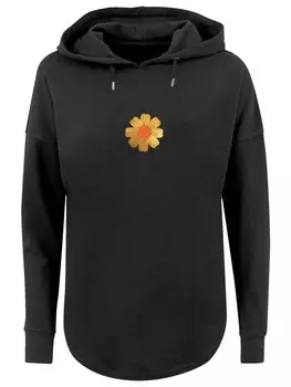 Пуловер emoji couture Oversized Hoodie Gold flower orange center, черный