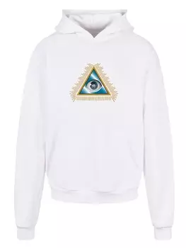 Пуловер emoji couture Ultra Heavy Hoodie Pyramid eye and golden beads, белый