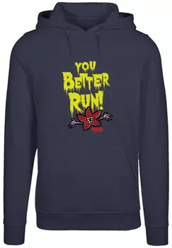 Пуловер F4NT4STIC Hoodie Stranger Things You Better Run Netflix TV Series, темно синий