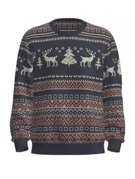 Пуловер Jack & Jones XMAS SNOWBALL, синий