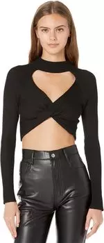 Пуловер Madden Girl Long Sleeve Twisted Front Ribbed Pullover, черный