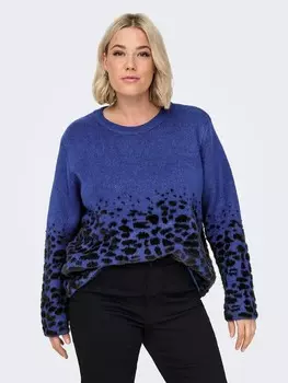 Пуловер ONLY Carmakoma Strickpullover Curve Rundhals Langarm weich warm, синий