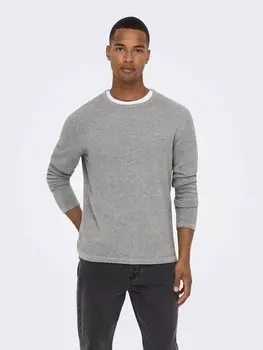 Пуловер ONLY Dnner Langarm Strick Rundhals Basic Sweater ONSPANTER, серый