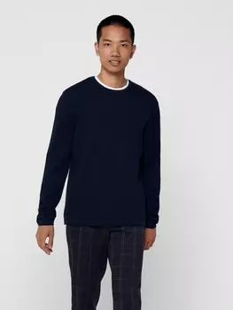 Пуловер ONLY Dnner Langarm Strick Rundhals Basic Sweater ONSPANTER, темно синий