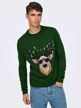 Пуловер ONLY & SONS Pullover, зеленый