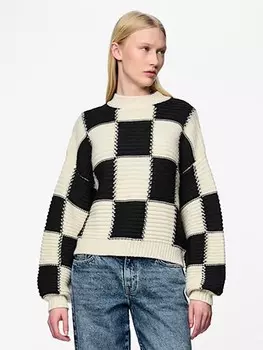 Пуловер Pieces Pullover, цвет Creme/Schwarz