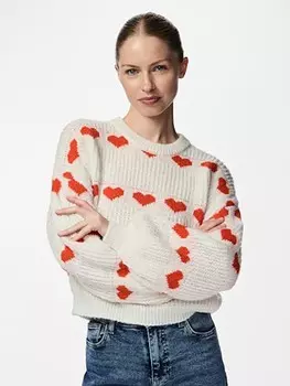 Пуловер Pieces Pullover, цвет Wei/Rot