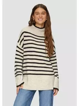 Пуловер QS Strickpullover langarm, бежевый