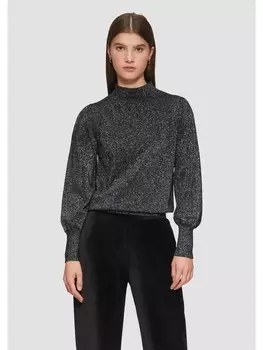 Пуловер QS Strickpullover langarm, черный