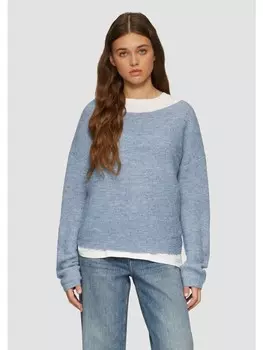 Пуловер QS Strickpullover langarm, синий