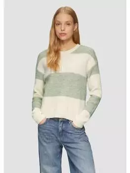 Пуловер QS Strickpullover langarm, зеленый