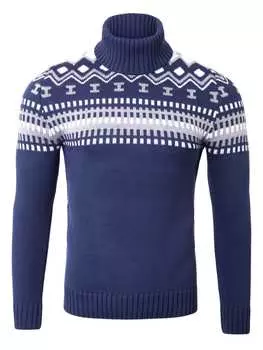 Пуловер RESLAD Strickpullover Rollkragenpullover, синий