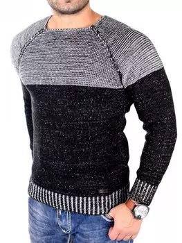 Пуловер RESLAD Strickpullover Two-Tone, черный