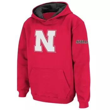Пуловер с капюшоном и большим логотипом Youth Stadium Athletic Scarlet Nebraska Huskers Colosseum, цвет Neb Red
