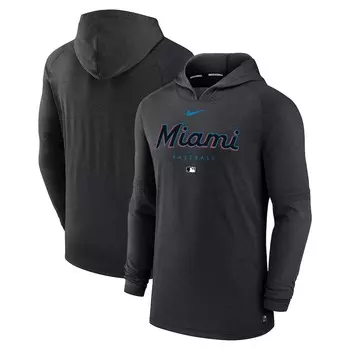 Пуловер с капюшоном Nike Miami Marlins, черный