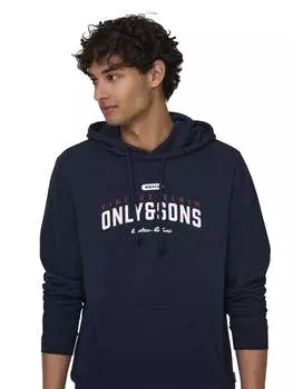 Пуловер с капюшоном Only & Sons, синий