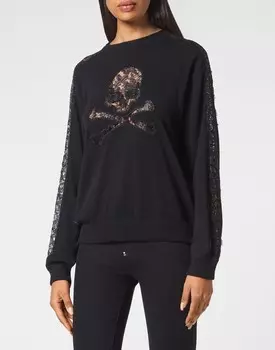Пуловер с круглым вырезом LS Skull&Bones Philipp Plein, черный