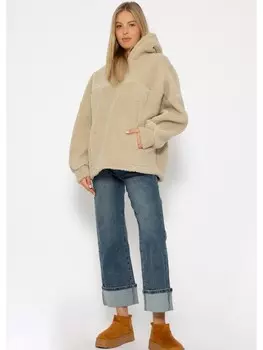 Пуловер SASSYCLASSY Oversize Teddy Pullover mit Kapuze, цвет Hellbeige