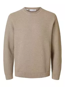 Пуловер SELECTED HOMME Pullover SLHROSS, бежевый