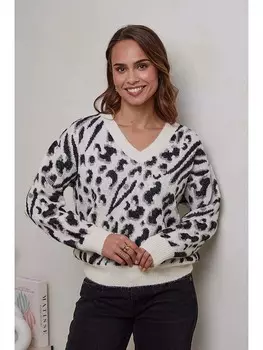 Пуловер Soft Cashmere, белый/черный