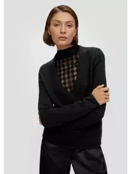 Пуловер sOliver BLACK LABEL Strick langarm, черный