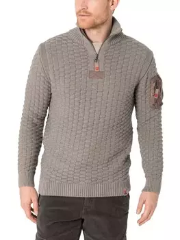 Пуловер Timezone Strickpullover 3D-Schachbrettmuster rmeltasche, бежевый