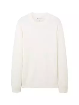 Пуловер TOM TAILOR Denim STRUCTURED BASIC, белый