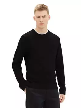 Пуловер TOM TAILOR Denim STRUCTURED DOUBLELAYER, черный