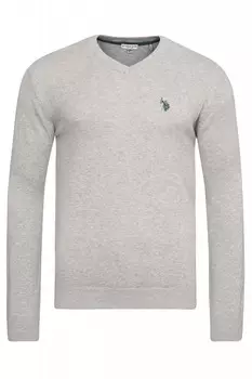 Пуловер U.S. Polo Assn. U.S. Polo Assn. V Neck, серый меланж