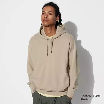 Пуловер Uniqlo с капюшоном, бежевый