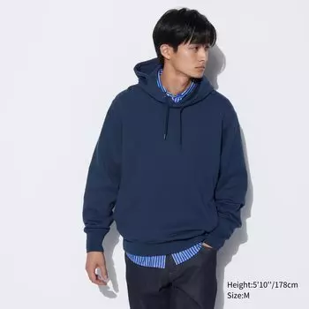 Пуловер Uniqlo с капюшоном, синий