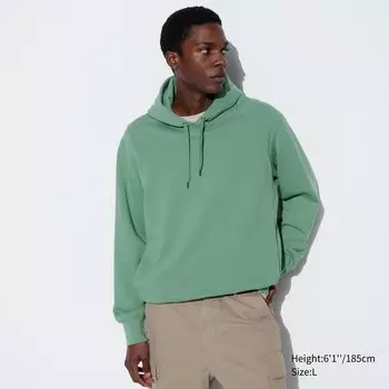 Пуловер Uniqlo с капюшоном, зеленый