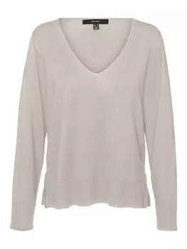 Пуловер Vero Moda Strickpullover loose fit V-Ausschnitt Langarm, песочный