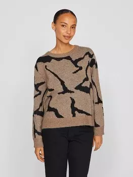 Пуловер Vila Pullover, цвет Braun/Schwarz