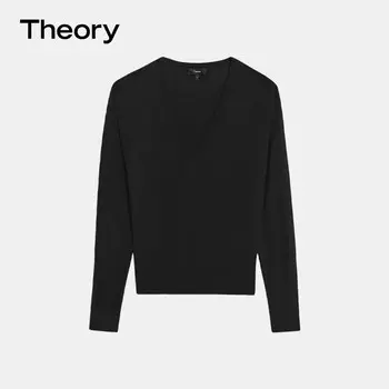 Пуловер женский Theory с V-образным вырезом, черный