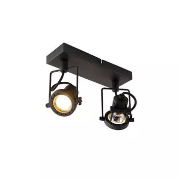 QAZQA - Industrial I Vintage I Industrial I Vintage IR Smart Spot I Прожектор I Потолочный прожектор I Потолочный прожектор I Прожектор I Лампа I Свет, черный, с 2 лампами WiFi GU10 - Диммер Suplux I С регулируемой яркостью I Гостиная