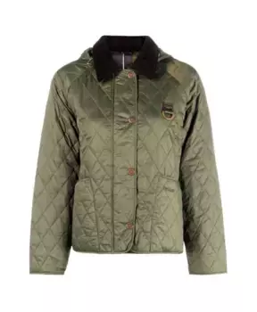 R стеганое пальто со съемным капюшоном Barbour, зеленый